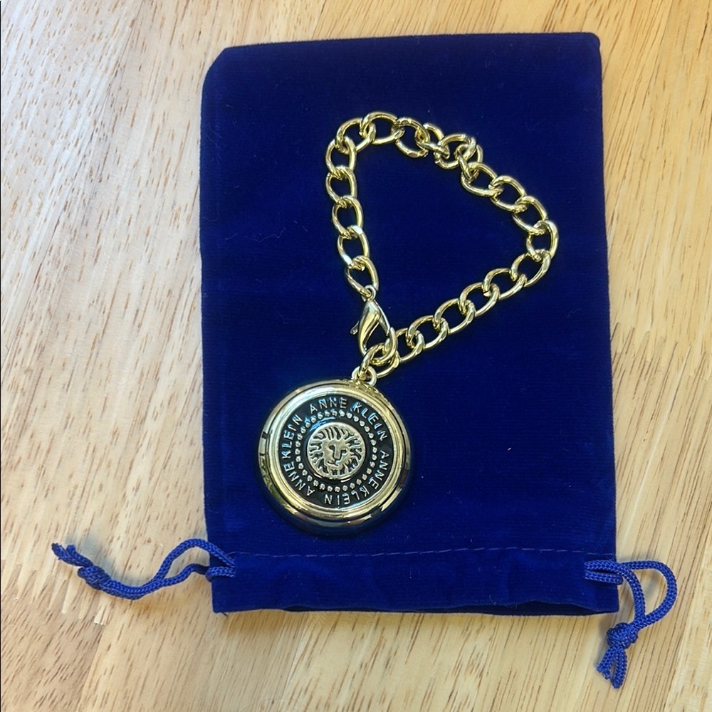 Anne Klein Purse Charm Gold Tone Keychain Lions Head